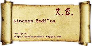 Kincses Beáta névjegykártya