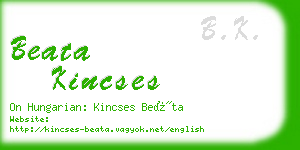 beata kincses business card